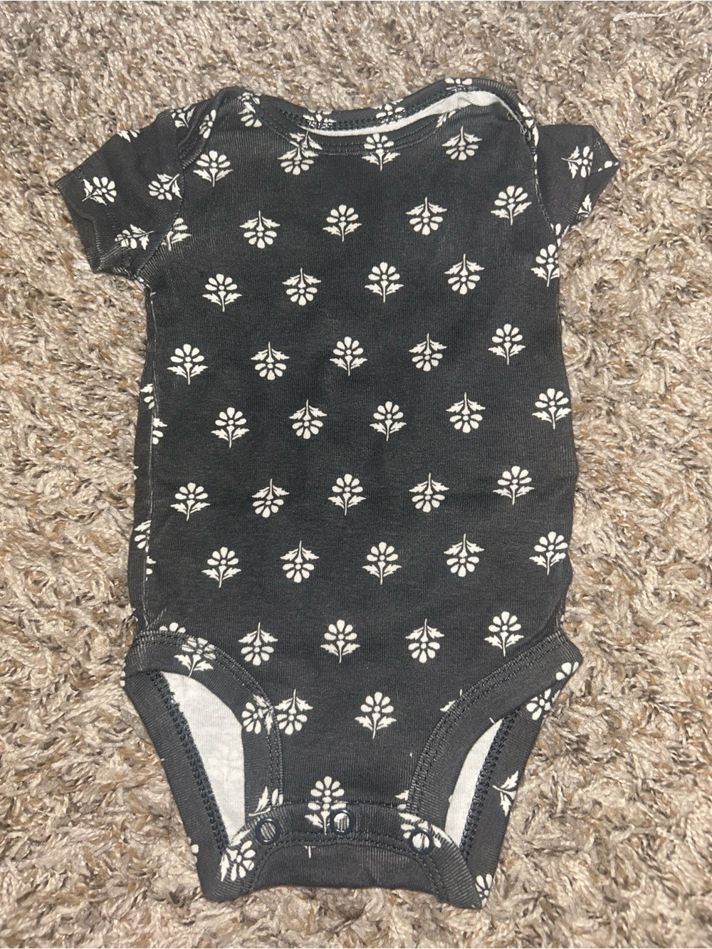 Black Floral Print Baby One-Piece Bodysuit